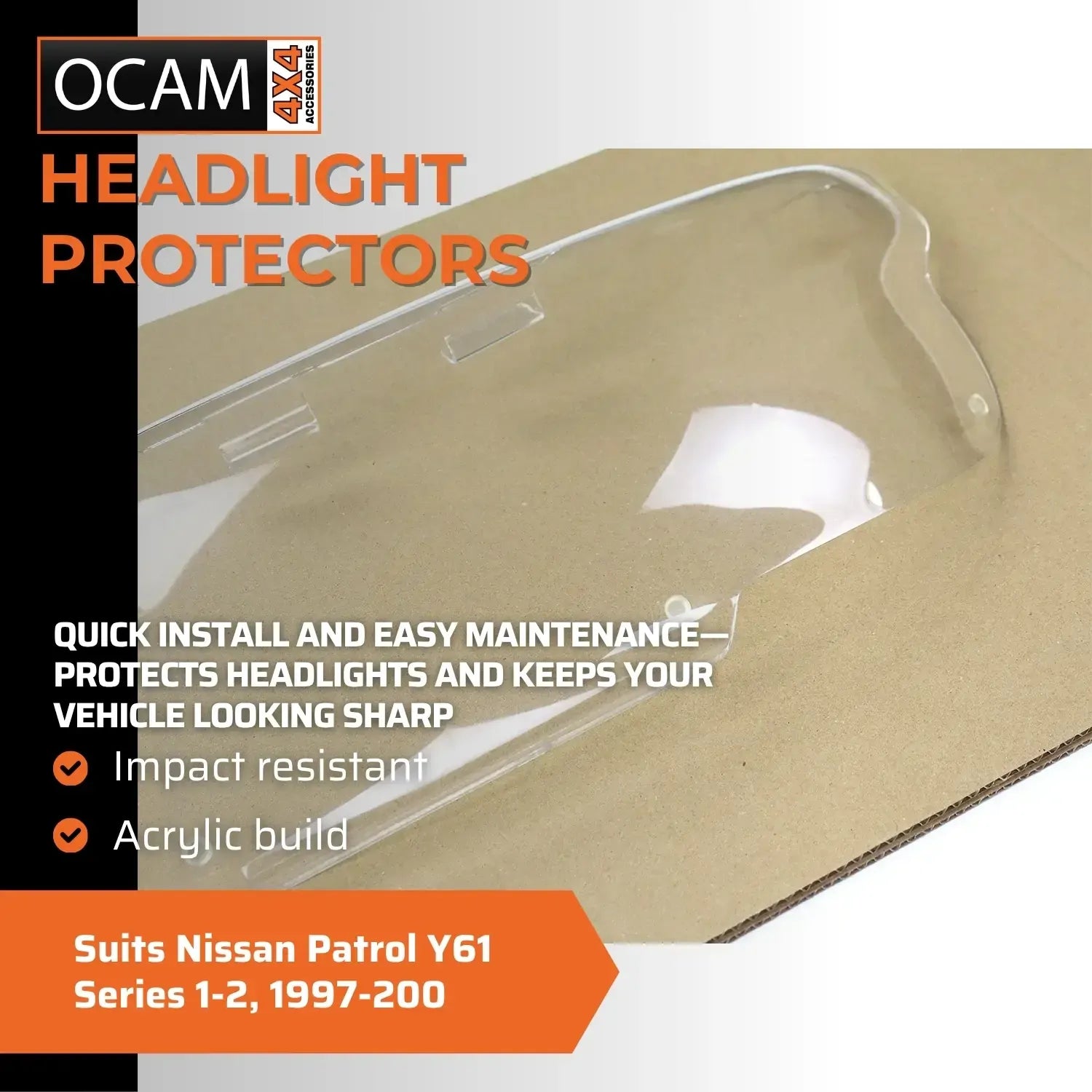 OCAM Headlight Protectors For Nissan Patrol Y61 Series 1-2, 1997-2000, Headlamp Covers – additional photo