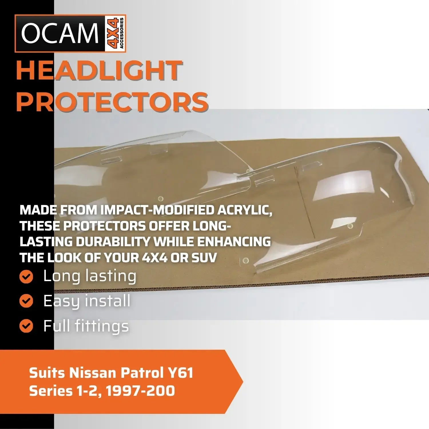 OCAM Headlight Protectors For Nissan Patrol Y61 Series 1-2, 1997-2000, Headlamp Covers – additional photo