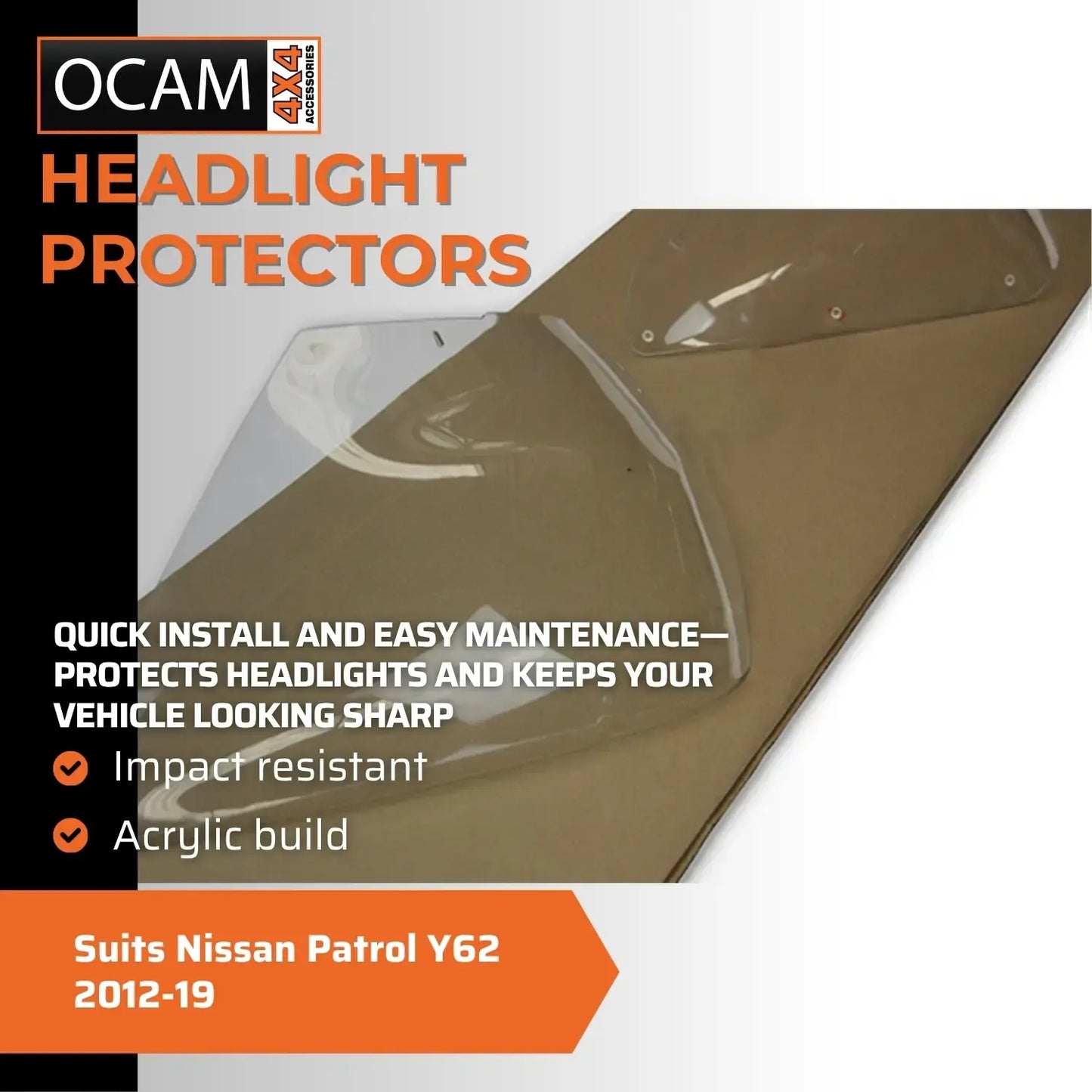 OCAM Headlight Protectors For Nissan Patrol Y62 2012-19 Headlamp Covers – additional photo