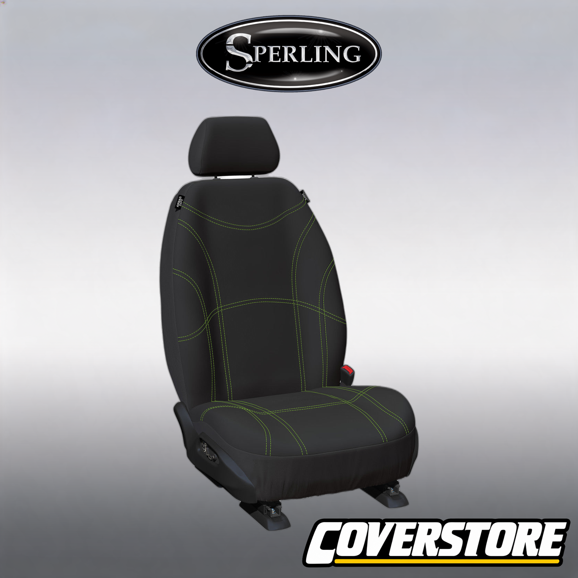 Getaway Neoprene Front Black - Green Stitch Seat Covers Suits Outback BT 2020-On