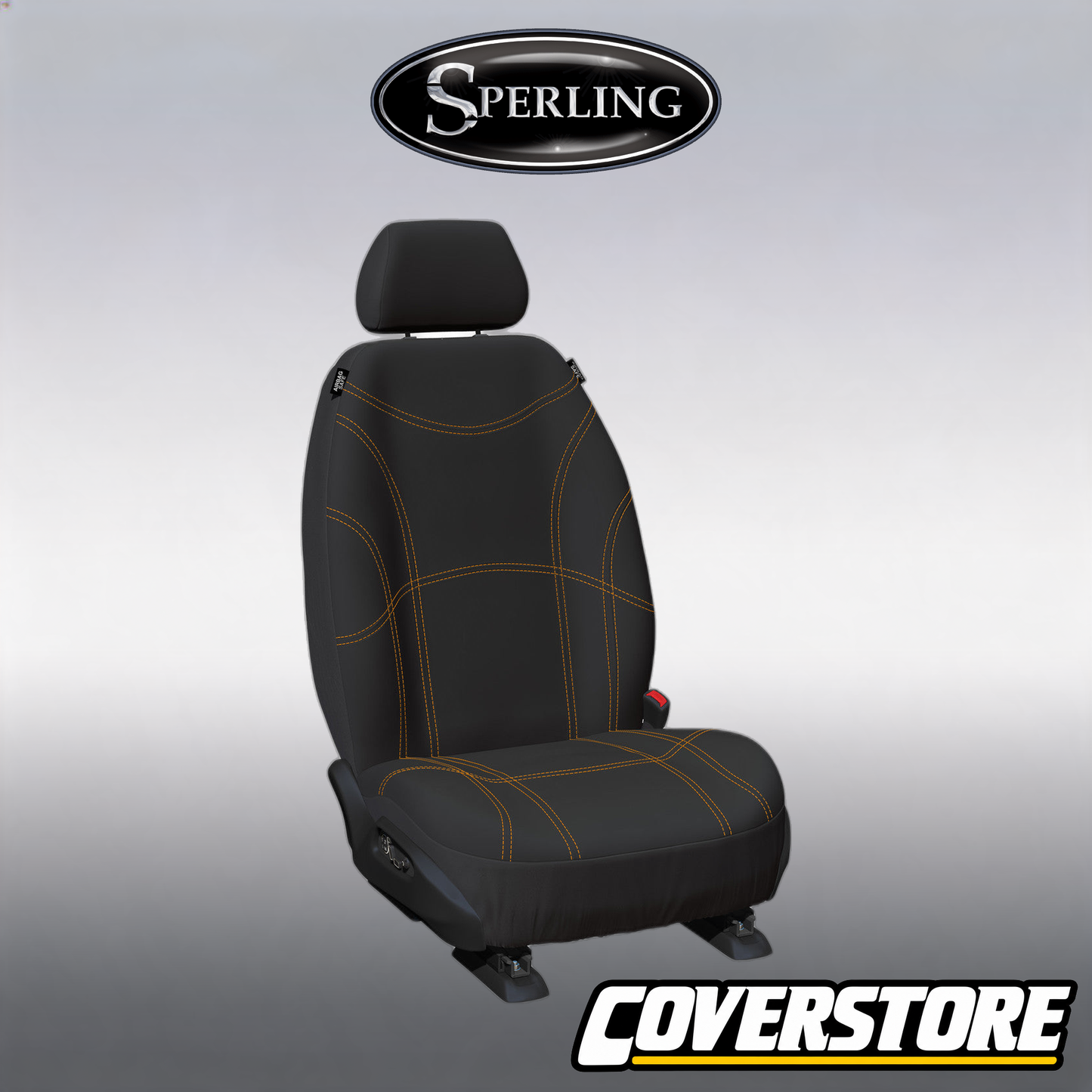 Getaway Neoprene Front Black - Orange Stitch Seat Covers Suits Everest, Ranger 2022 - Current