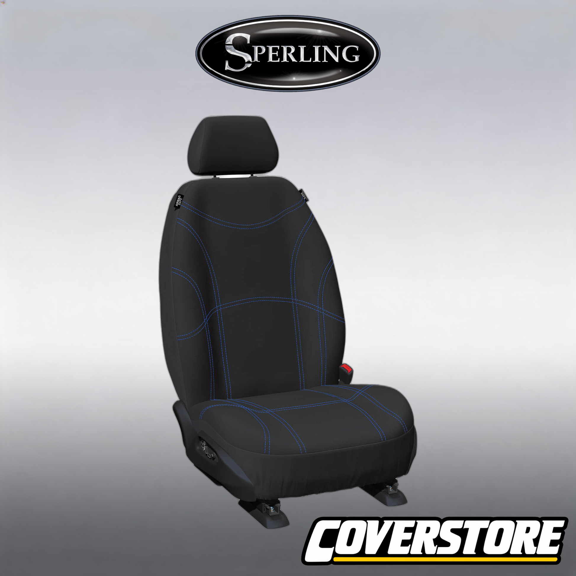 Getaway Neoprene Front Black - Blue Stitch Seat Covers Suits Hilux 2015-On