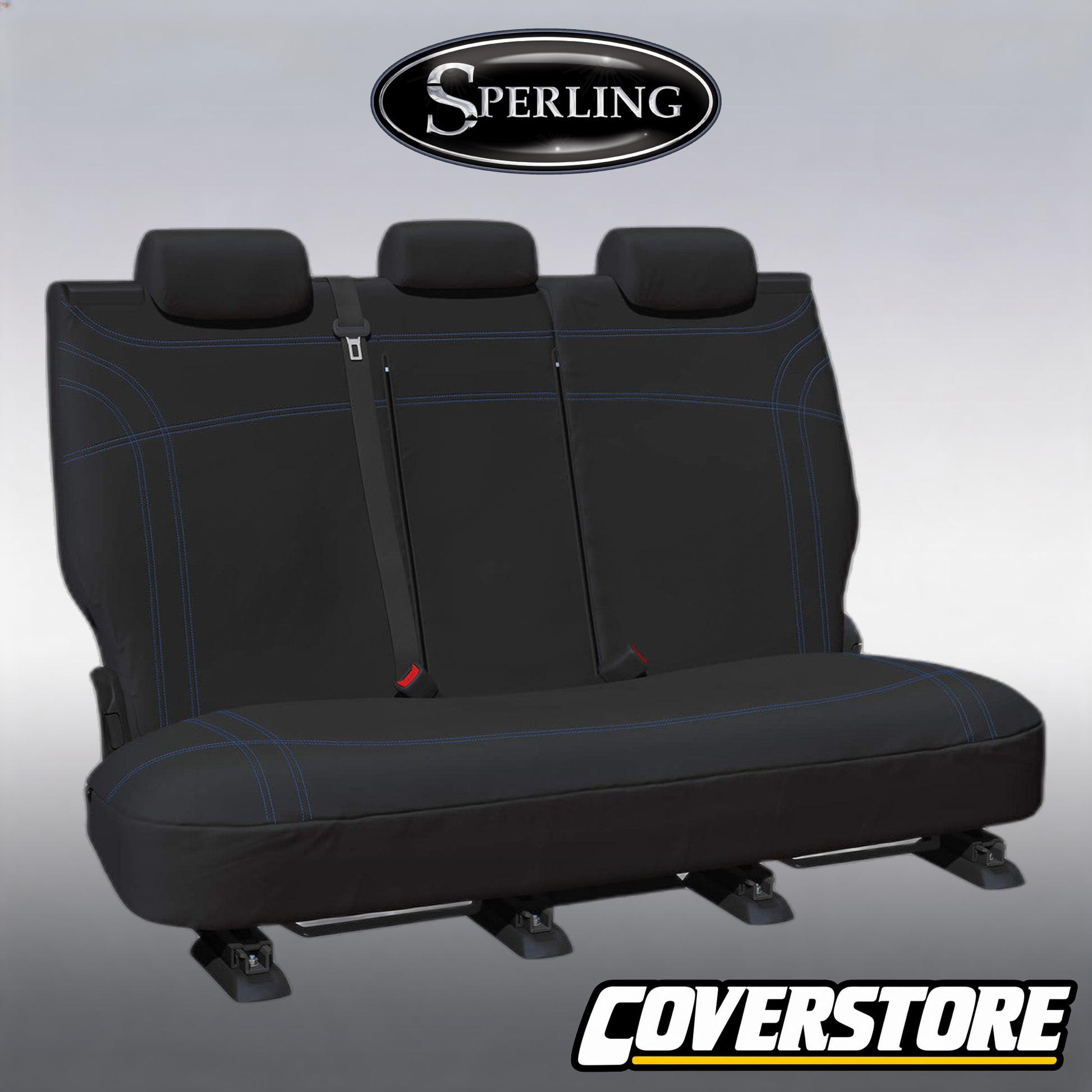 Getaway Neoprene Rear Row 2 Black - Blue Stitch Seat Covers Suits MUX 2021-On
