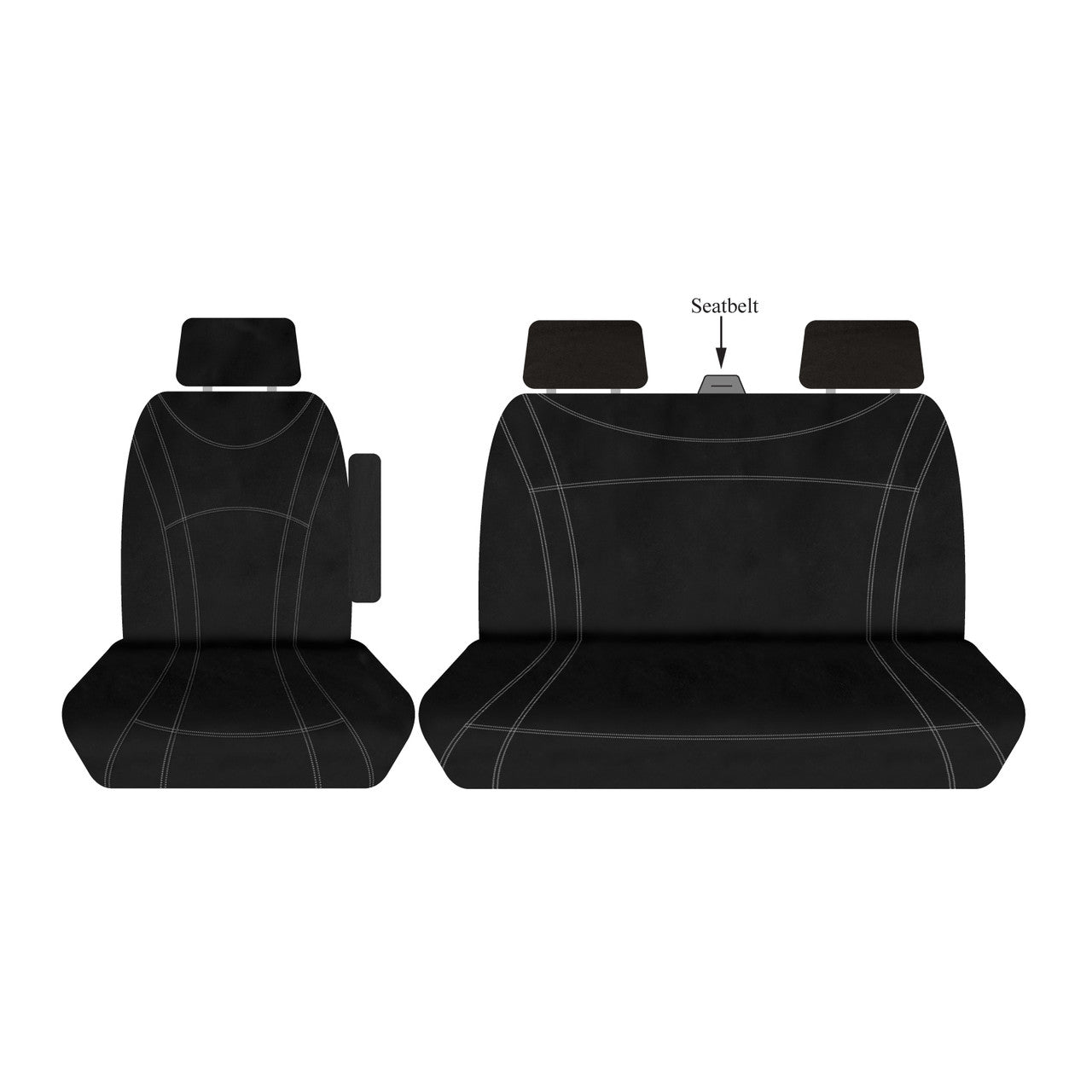 Getaway Neoprene Front Black - Silver Stitch Seat Covers Suits Express Trafic – additional photo
