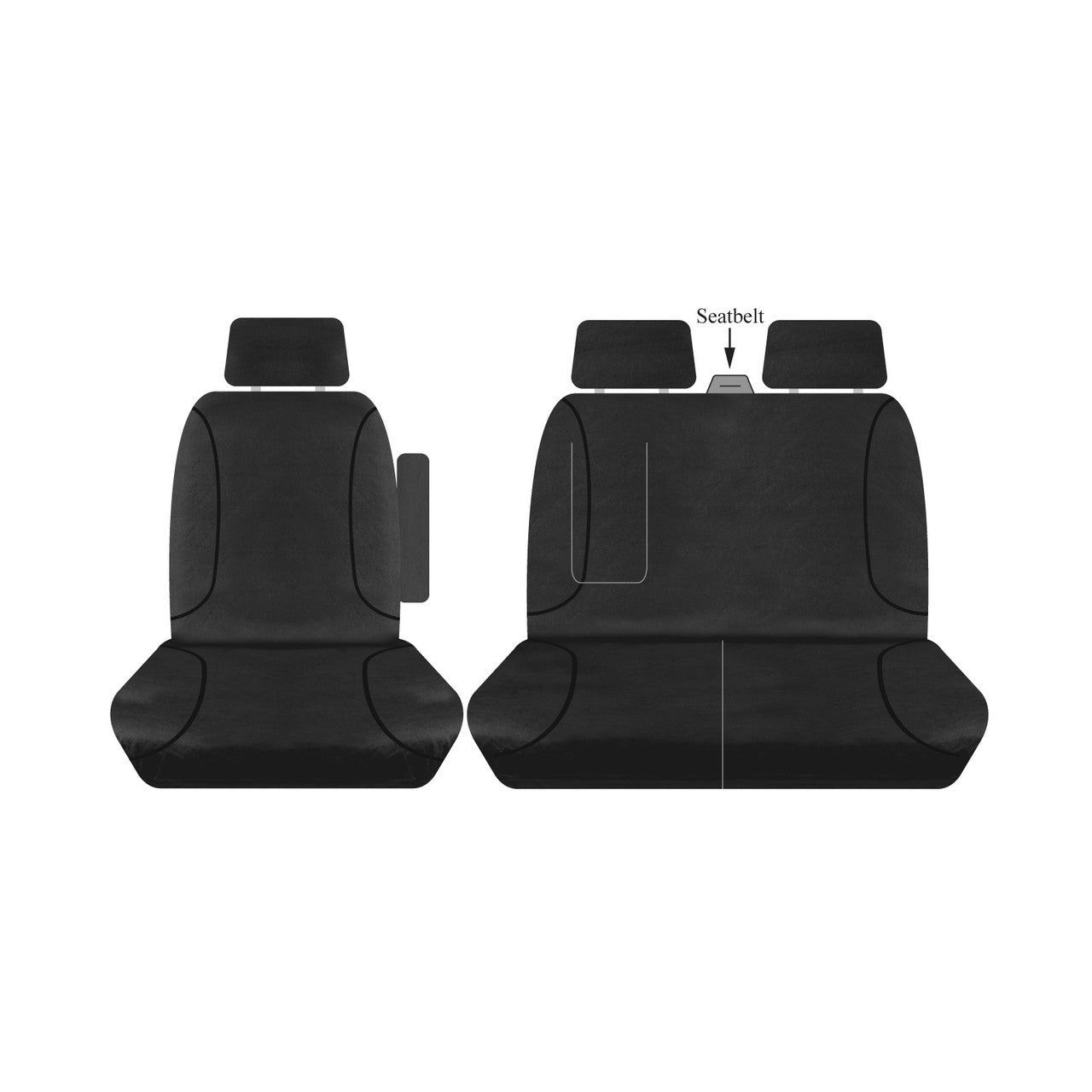 Tradies Canvas Front Black Seat Covers Suits Transit, Transit Custom 2013-On – additional photo