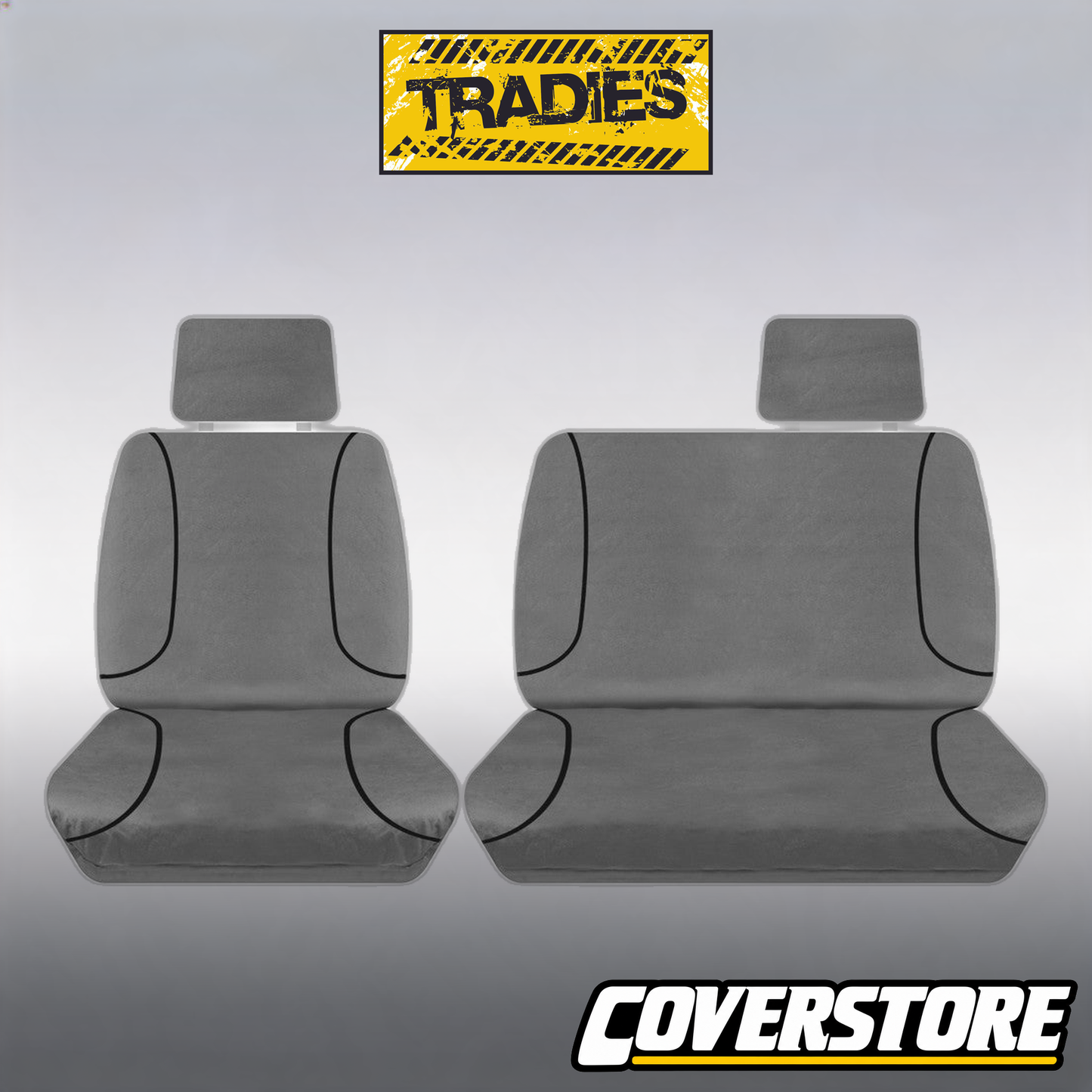 Tradies Canvas Front Grey Seat Covers Suits Landcruiser Ute 1999-2009