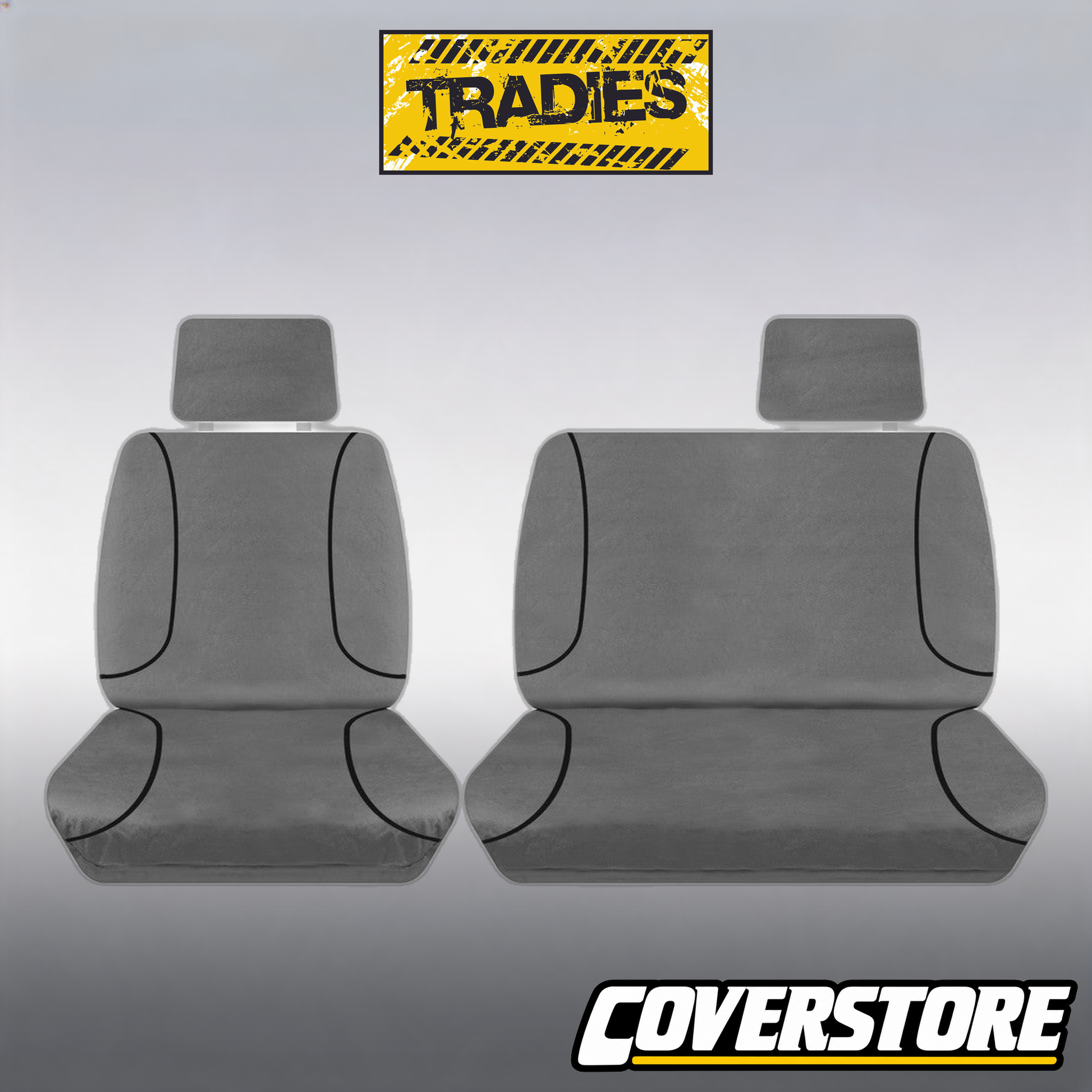 Tradies Canvas Front Grey Seat Covers Suits Landcruiser Ute 1999-2009