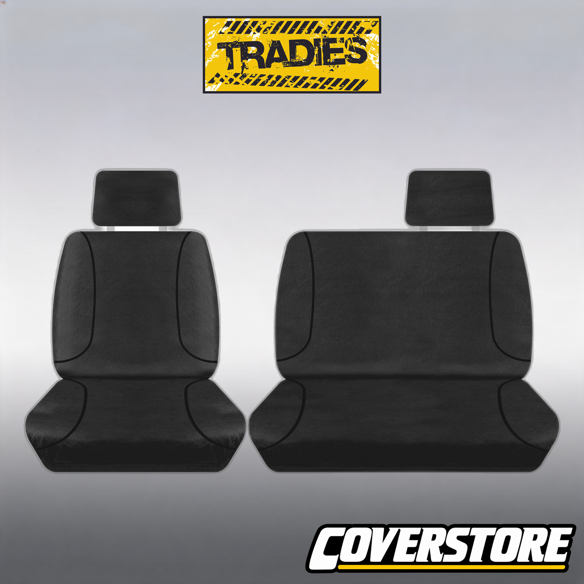 Tradies Canvas Front Black Seat Covers Suits Landcruiser Ute 1999-2009
