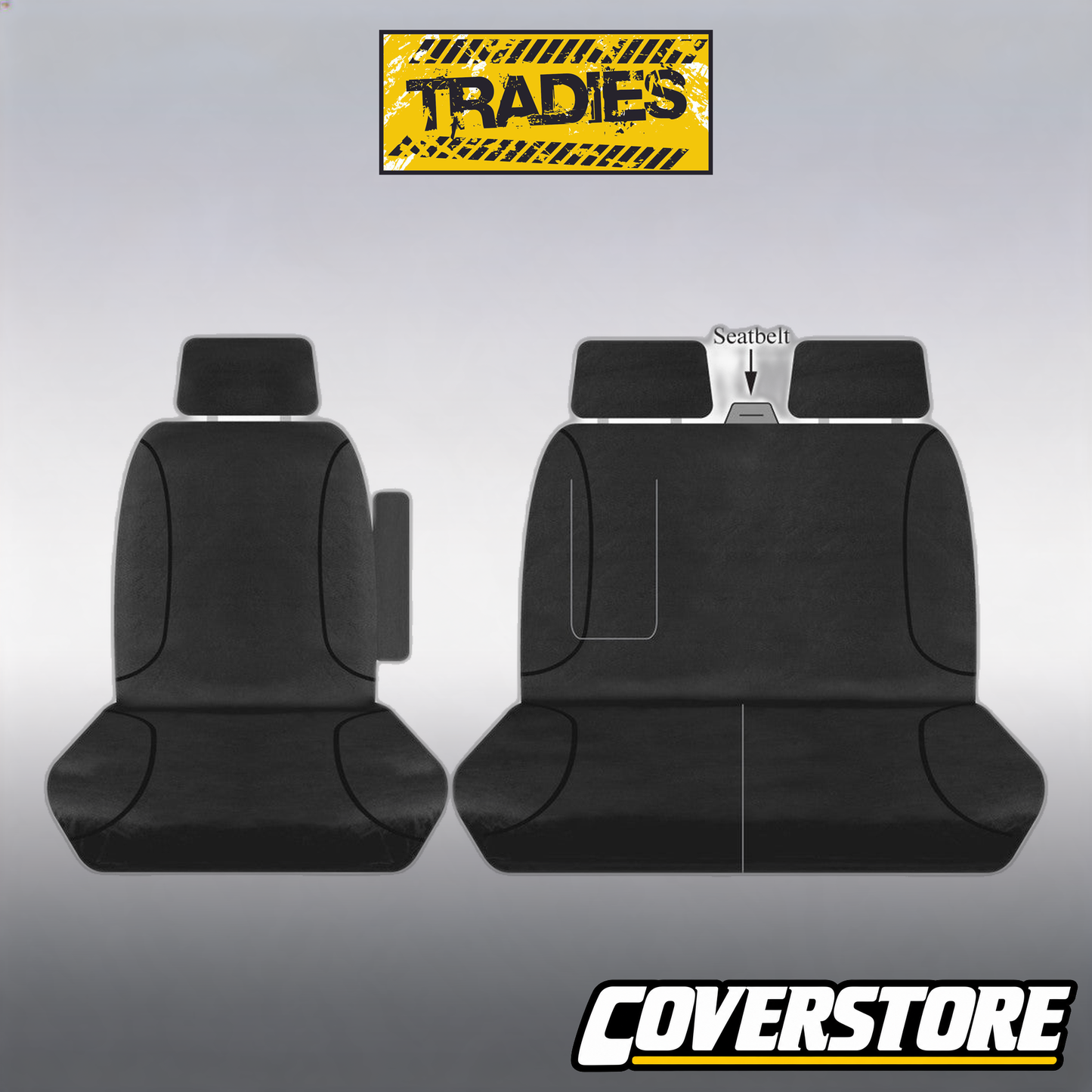 Tradies Canvas Front Black Seat Covers Suits Transit, Transit Custom 2013-On