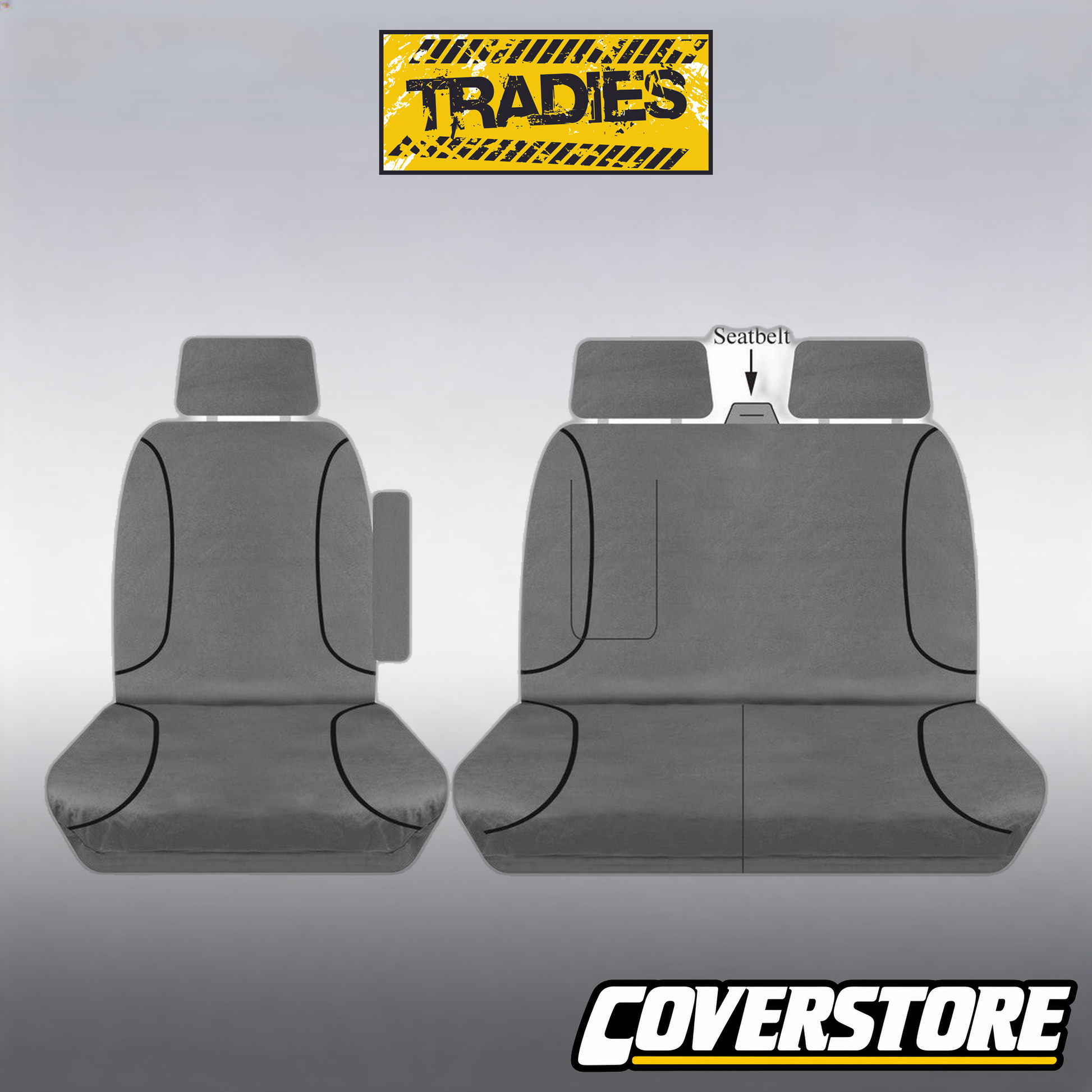 Tradies Canvas Front Grey Seat Covers Suits Transit, Transit Custom 2013-On