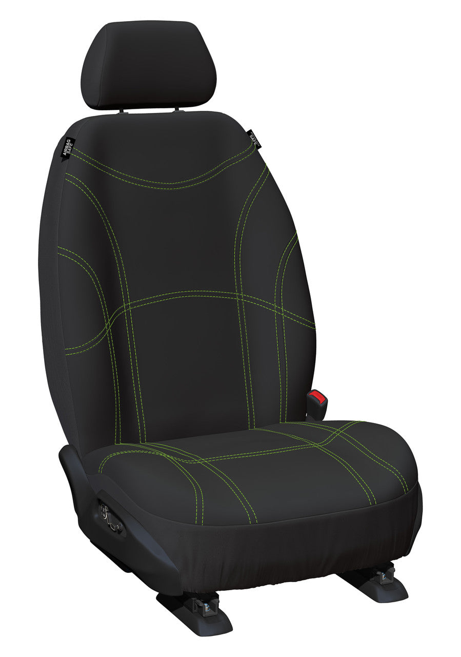 Getaway Neoprene Front Black - Green Stitch Seat Covers Suits Outback BT 2020-On in Black