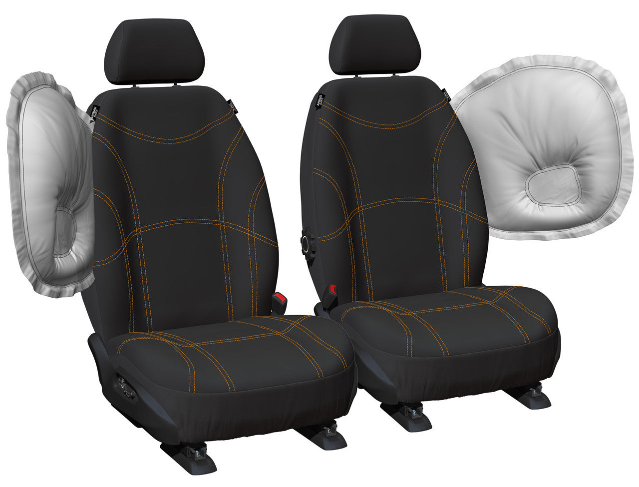 Getaway Neoprene Front Black - Orange Stitch Seat Covers Suits Everest, Ranger 2022 - Current in Black