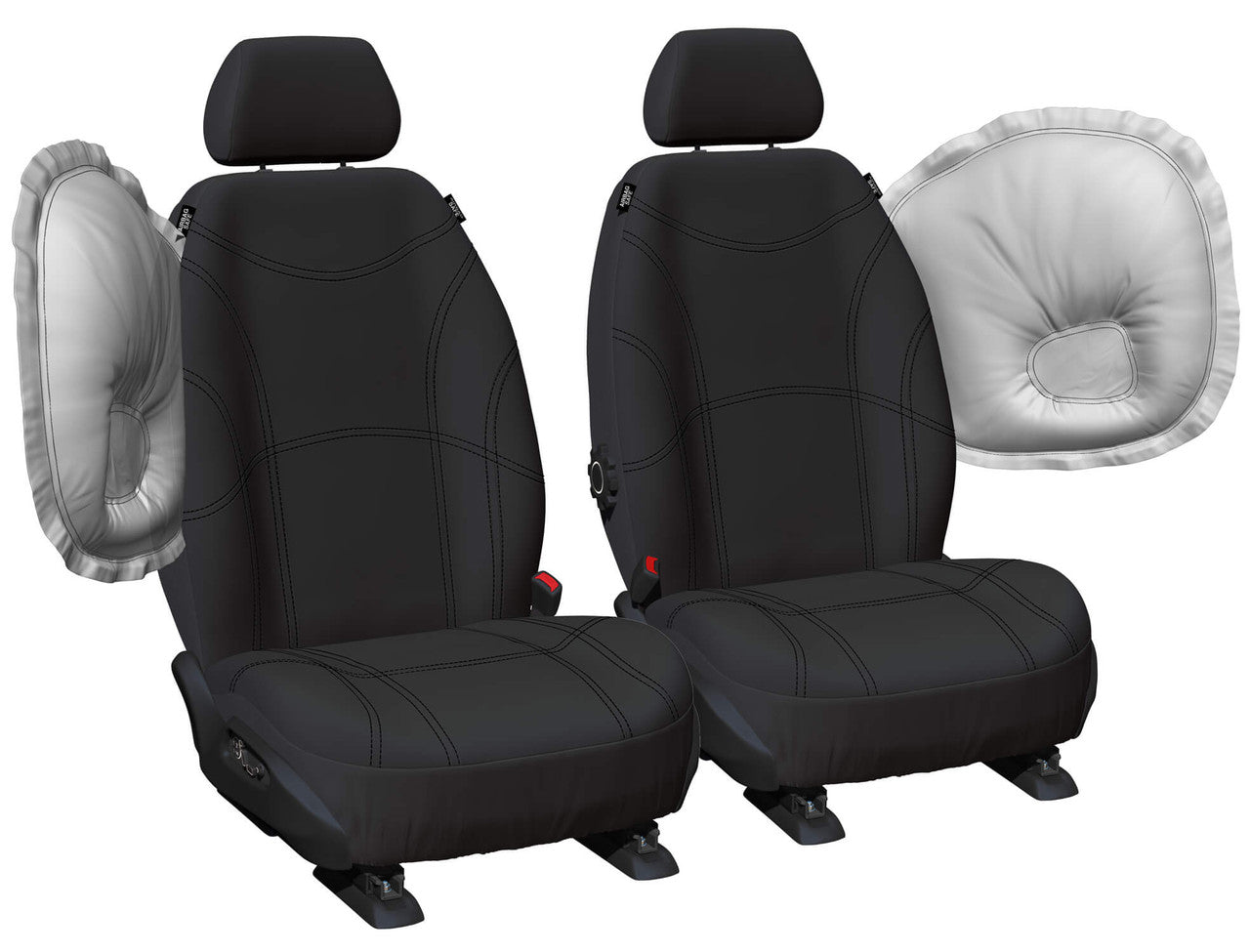 Getaway Neoprene Front Black - Black Stitch Seat Covers Suits Hilux 2015-On in Black