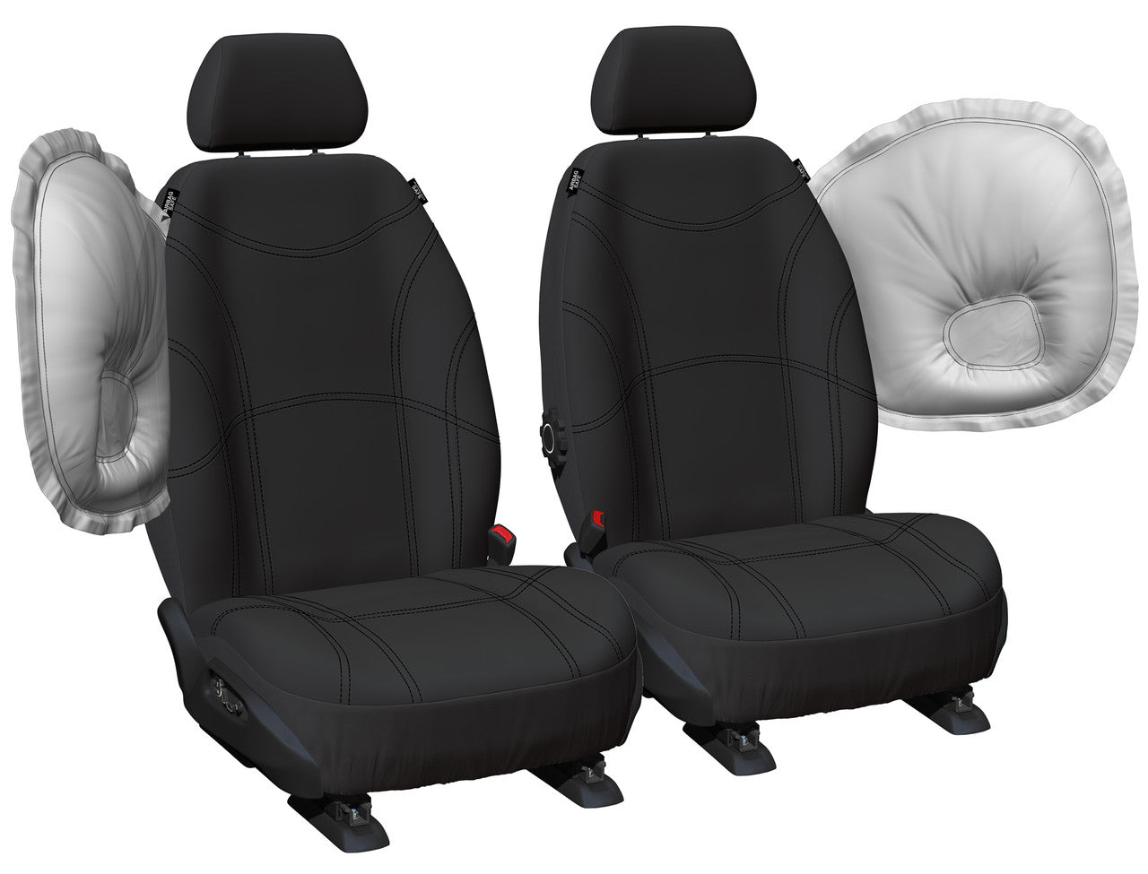 Getaway Neoprene Front Black - Silver Stitch Custom Car Seat Covers Suits X Trail T33 SUV 2022-On in Black