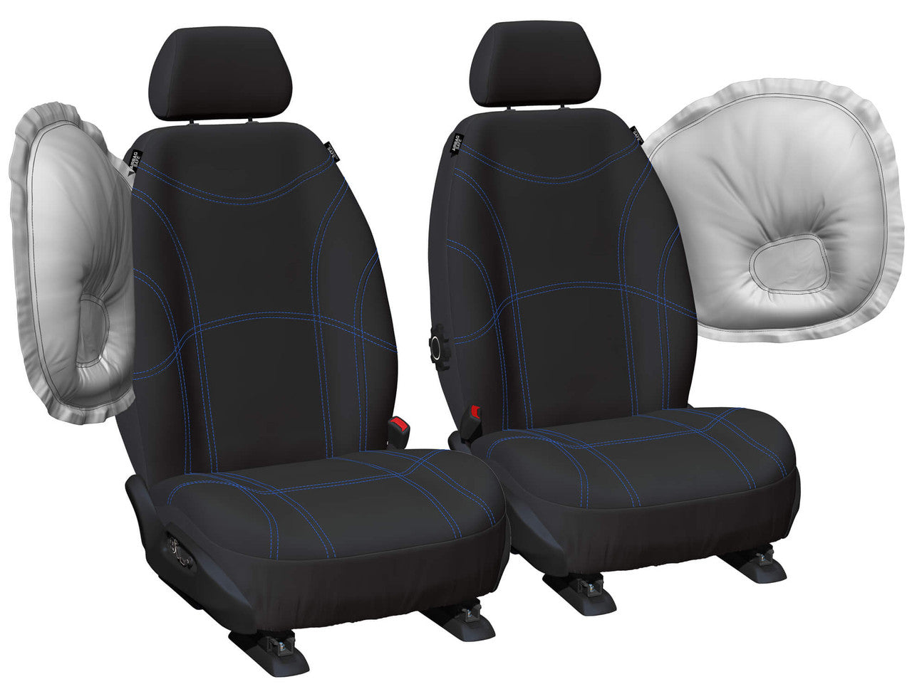 Getaway Neoprene Front Black - Blue Stitch Seat Covers Suits BT50, Everest, Ranger 2011-2022 in Black