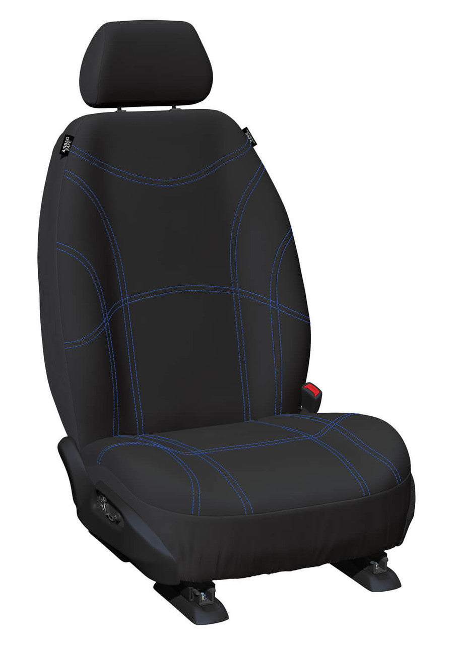 Getaway Neoprene Front Black - Blue Stitch Seat Covers Suits Rav4 50 Series 2019-2025 in Black