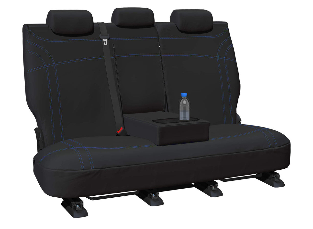 Getaway Neoprene Rear Row 2 Black - Blue Stitch Seat Covers Suits MUX 2021-On in Blue