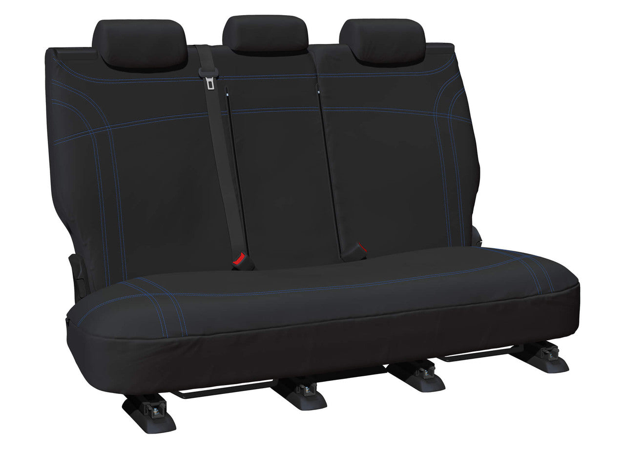 Getaway Neoprene Rear Row 2 Black - Blue Stitch Seat Covers Suits MUX 2021-On in Blue
