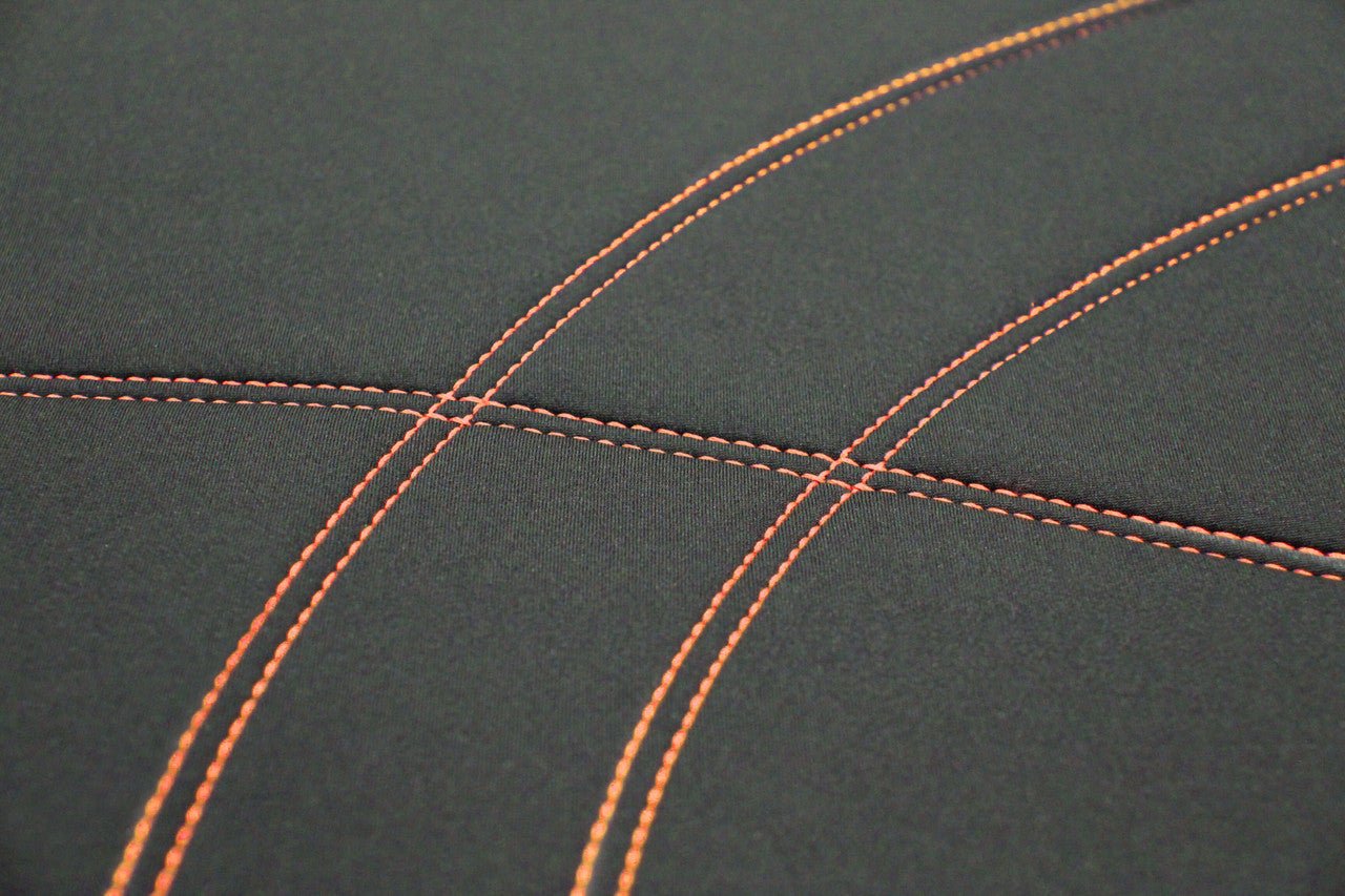 Getaway Neoprene Front Black - Orange Stitch Seat Covers Suits BT50, Everest, Ranger 2011-2022 in Black
