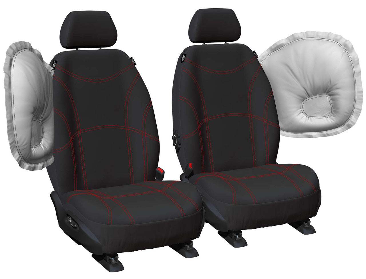 Getaway Neoprene Front Black - Red Stitch Seat Covers Suits BT50 DMax MUX 2020-On in Black