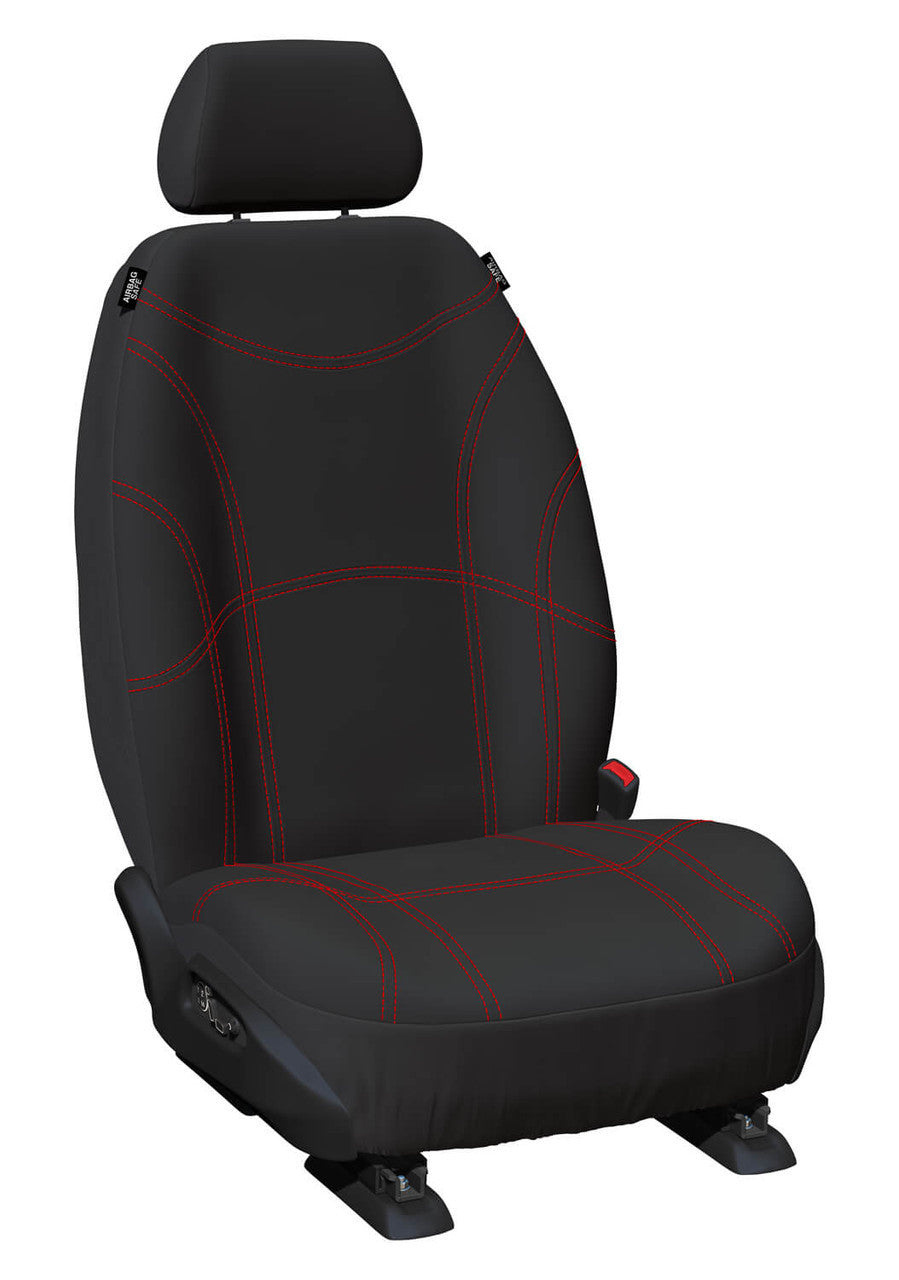 Getaway Neoprene Front Black - Red Stitch Seat Covers Suits CX-30 Mazda3 2019-On in Red