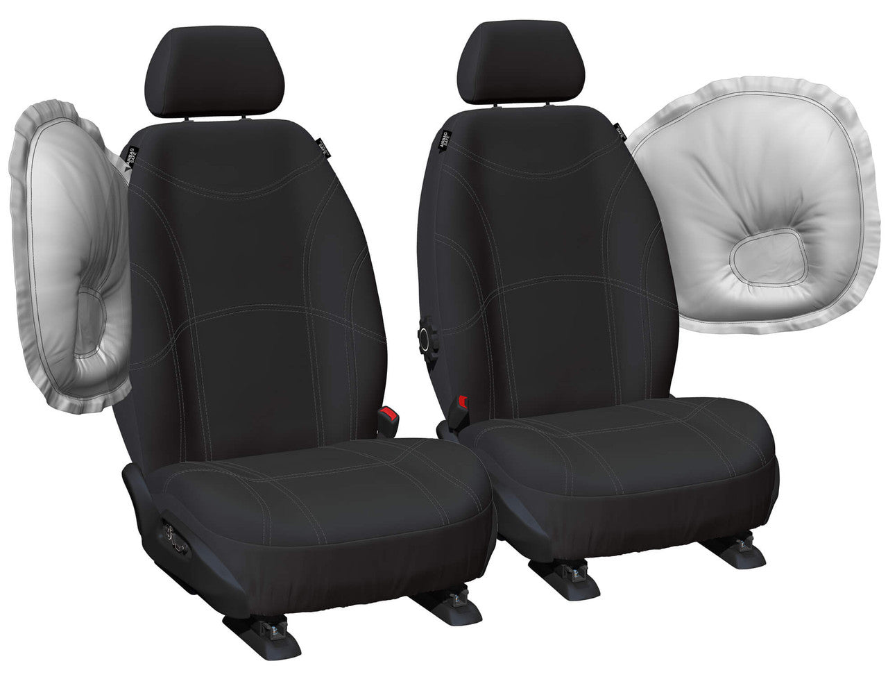 Getaway Neoprene Front Black - Silver Stitch Custom Car Seat Covers Suits H6, Jolion 2021-On in Silver