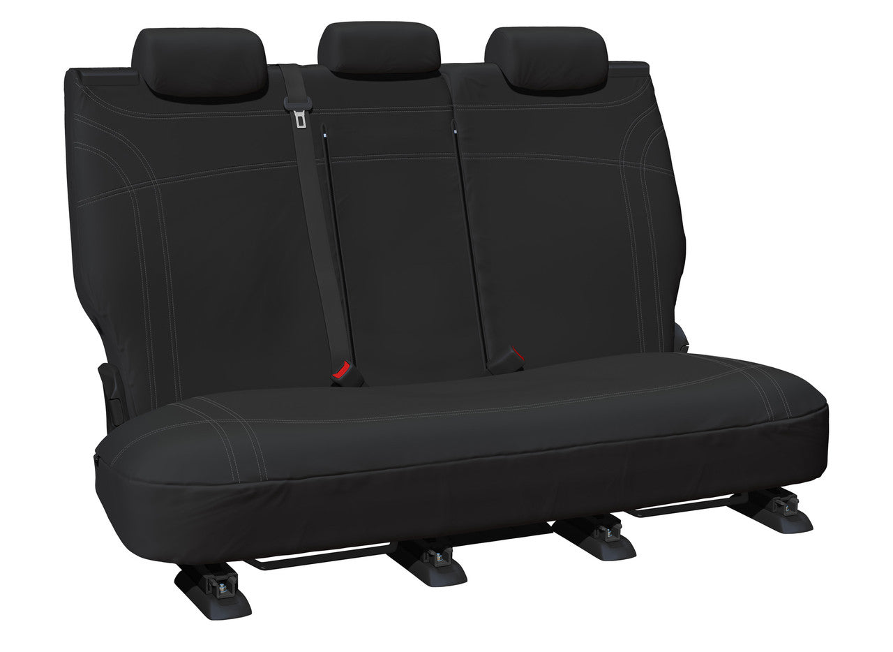 Getaway Neoprene Rear Row 2 Black - Silver Stitch Seat Covers Suits Everest 2022-On in Black