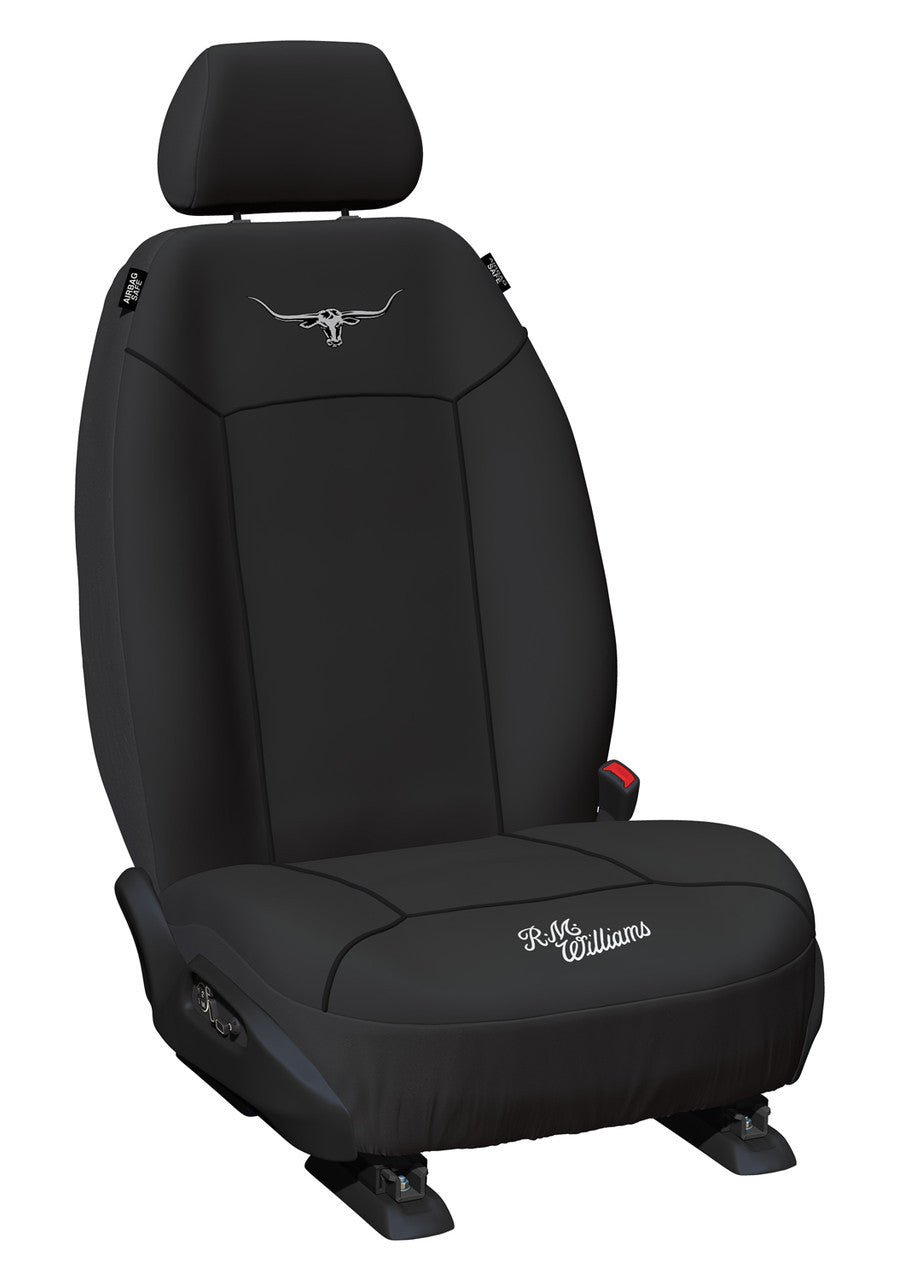 R.M.Williams Canvas Front Seat Covers Suits BT50 DMax MUX 2020-On in Black