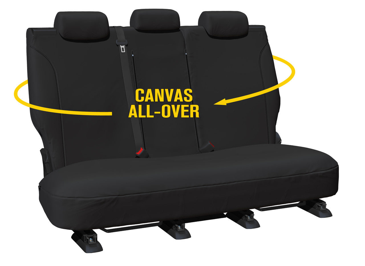 Super Tough Canvas Rear Black Seat Covers Suits Triton MV Navara D27 in Black