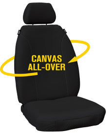 Super Tough Canvas Front Black Seat Covers Suits Everest, Ranger 2022-On in Black