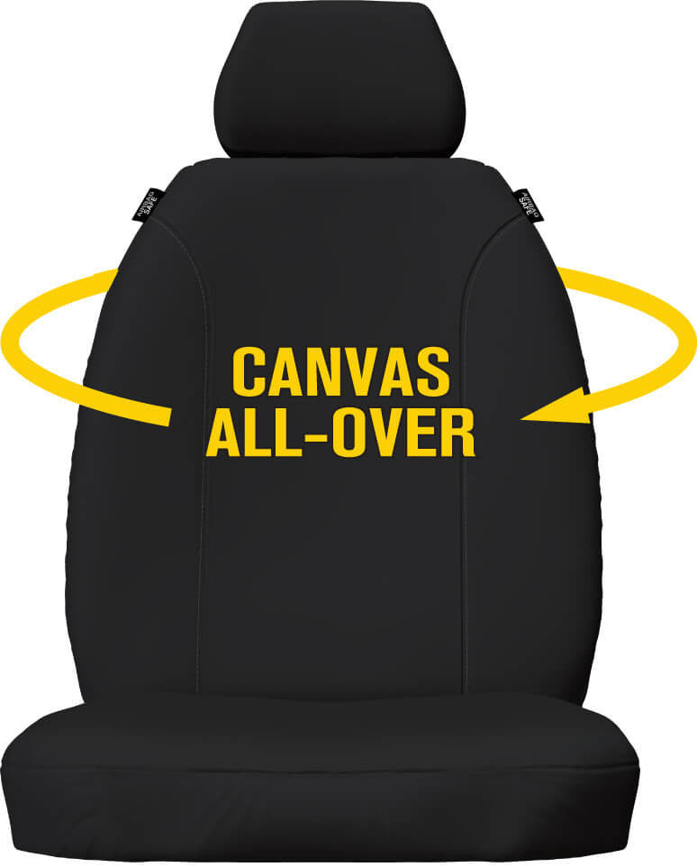 Super Tough Canvas Front Black Seat Covers Suits Hilux 2015-On in Black