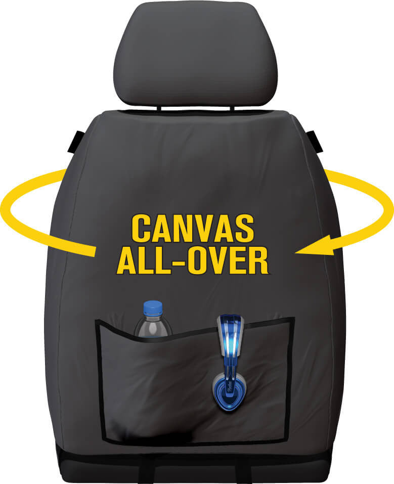 Super Tough Canvas Front Charcoal Seat Covers Suits Hiace Bus Van 2019-On in Charcoal