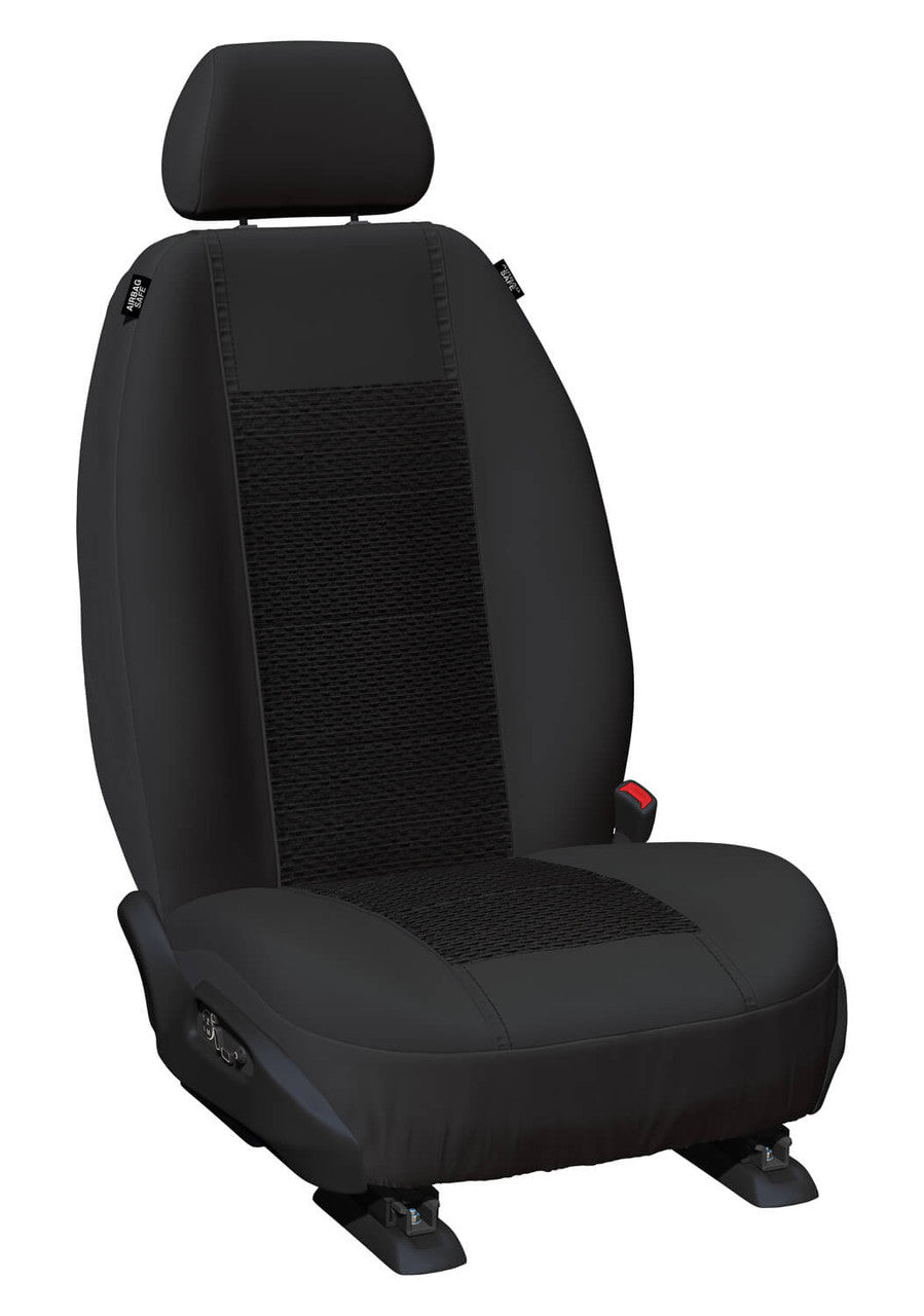Weekender Jacquard Front Black Seat Covers Suits Pajero 2009-2021 in Black